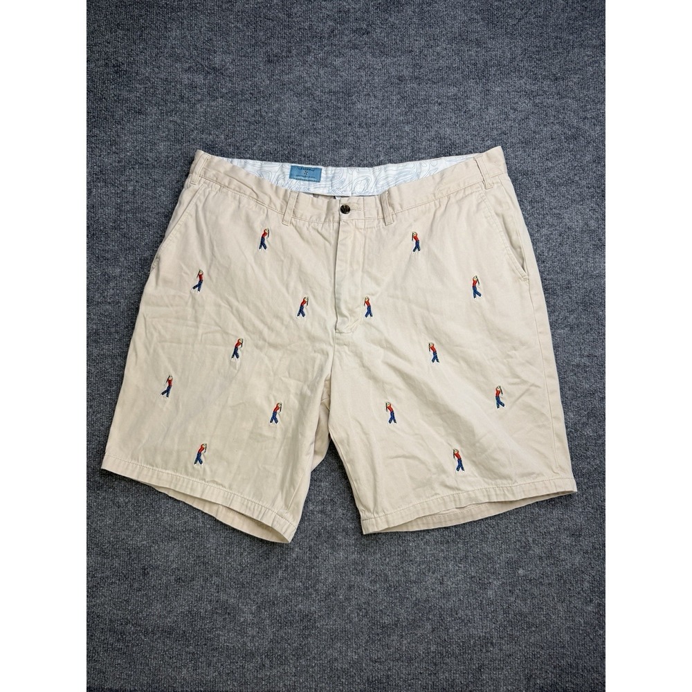 Castaway Nantucket Chino Shorts Mens 40 Embroidered Golf Men Beige Khaki